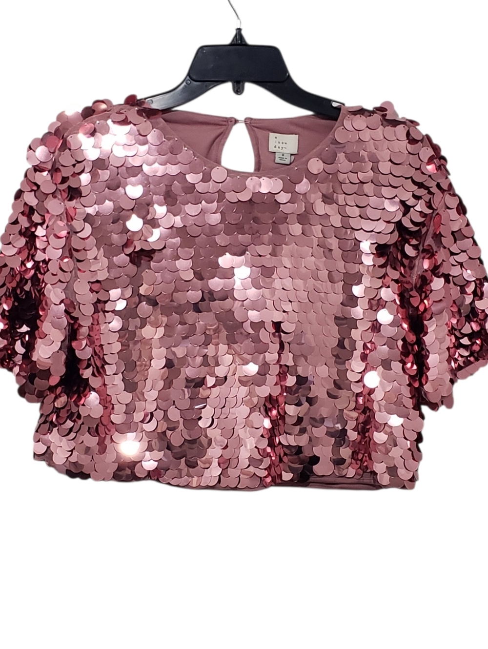 A NEW DAY Blush Pink Sequin Crop Top | Small